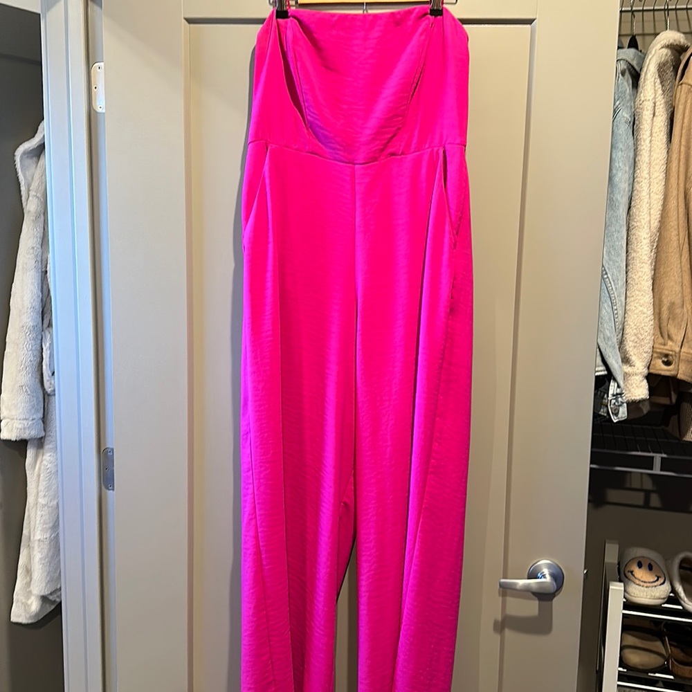 Pink Strapless Jumpsuit